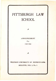 Pitt Law Bulletin 1907-1908