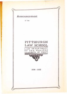 Pitt Law Bulletin 1904-1905