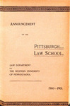 Pitt Law Bulletin 1900-1901 by University of Pittsburgh School of Law