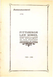 Pitt Law Bulletin 1905-1906 by University of Pittsburgh School of Law