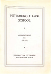 Pitt Law Bulletin 1909-1910 by University of Pittsburgh School of Law